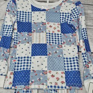 NWT Little Me Patchwork Floral Girls Bamboo Pajamas 2 piece set Long Sleeve Size